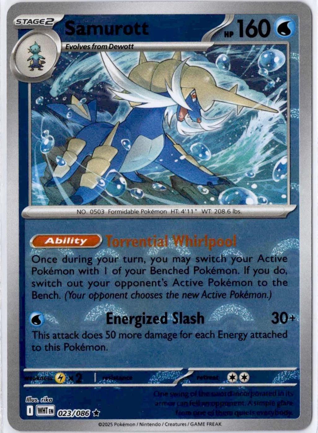 White Flare Samurott [Poke-Ball] Pokémon card